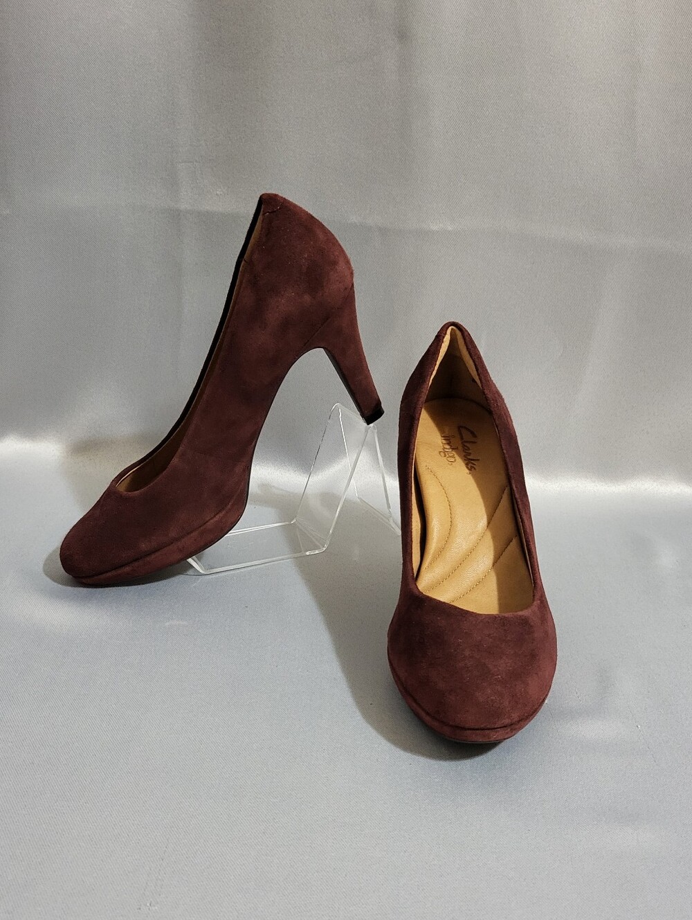 Clarks Indigo Wessex Wyvern Suede Pumps High Heel Shoes Sz 6.5 M Burgundy Glam - Picture 2 of 13